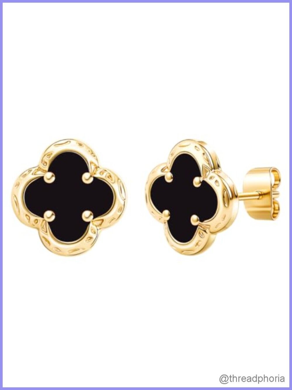 14K Gold Plated Stainless Steel Clover Stud Earrings Hypoallergenic
